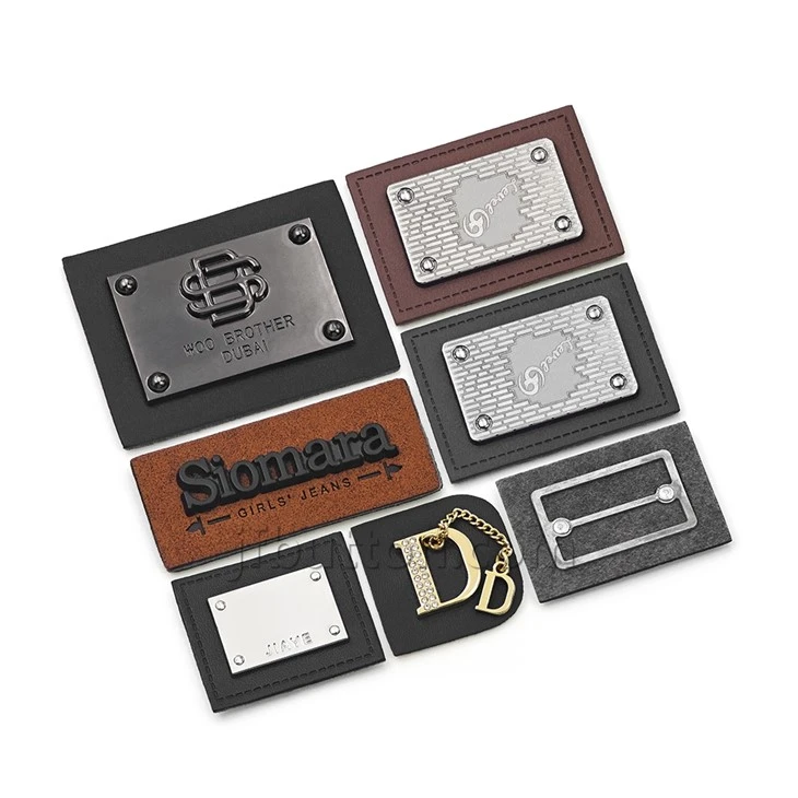 Custom Jeans Leather Label With Metal Tag