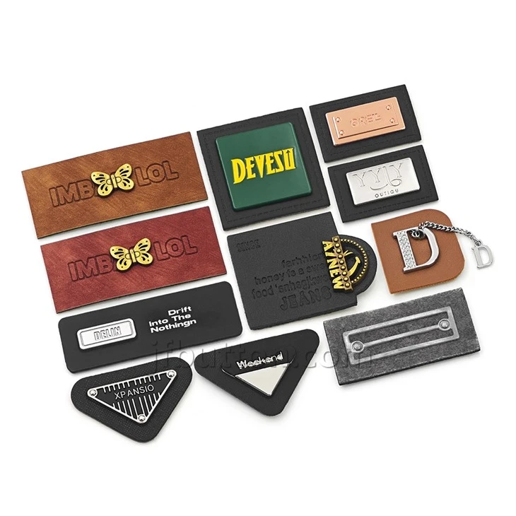Custom Jeans Leather Label With Metal Tag